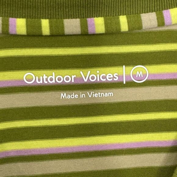 Outdoor Voices Shirt Womens Medium Green Yellow Striped Stretch Crew Tee 2020 - Picture 2 of 6